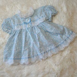 Vintage Infant Blouse Size 6-9 Months EUC Floral Design Lace Ribbon Detail USA